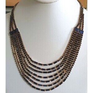Cara NY Blue Rhinestone Gold Tone Bib Necklace